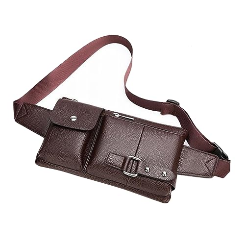 OUNONA Herren Bauchtasche Outdoor Multifunktions Crossbody Brustbeutel Tasche Für Wandern Radfahren Reisen Einkaufen Aus Pu- Mit Vintage-Design von OUNONA