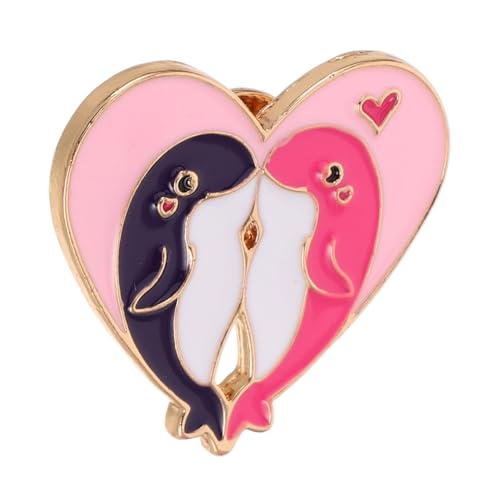 OUNONA Herzförmige Metallbrosche Mit Delfinmotiv Dekorative Anstecknadel Für Damen Und Mädchen Accessoires Für Hüte Mäntel Rucksäcke Und Pullover von OUNONA