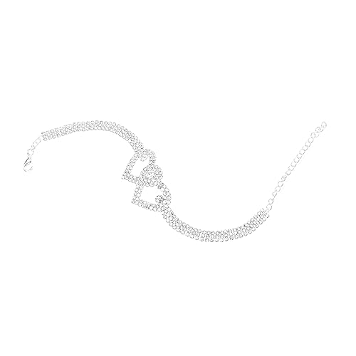 OUNONA Herzförmige Fußkette Verstellbar Elegantes Sandalenschmuck für Strand und Alltag Glänzende Rhinestone Knöchelkette für Damen Modisches Fußbändchen von OUNONA