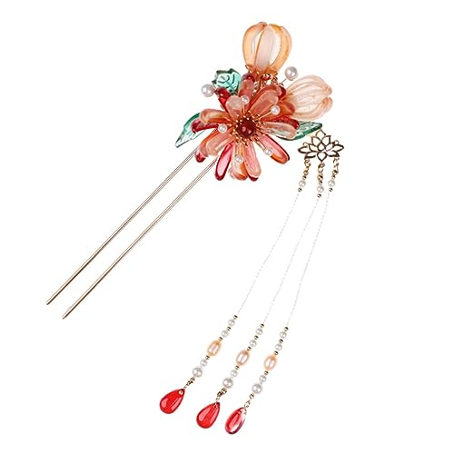 OUNONA Haargabel Mit Perlen Und Blumen-quaste Für Damen Haarnadel Zum Sichern Von Haarknoten Haaraccessoire Für Hochzeit Party Und Alltag von OUNONA