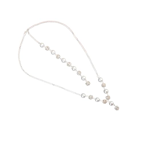 OUNONA Hochzeit Perlen Anhänger Kette Damen Halskette mit Rückenkette für Besondere Anlässe Schmuckstück für Hochzeiten Partys und Tägliches Tragen von OUNONA