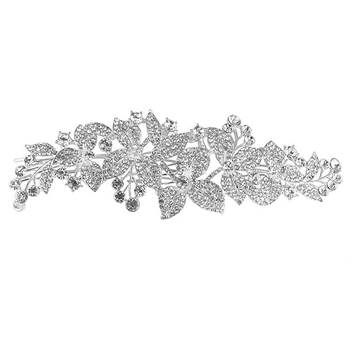 OUNONA Hochzeitskopfschmuck mit Blütenrhinestones Eleganter Haarkamm für Damen für Fotoshootings und Besondere Anlässe Silberfarbene Kopfbedeckung von OUNONA