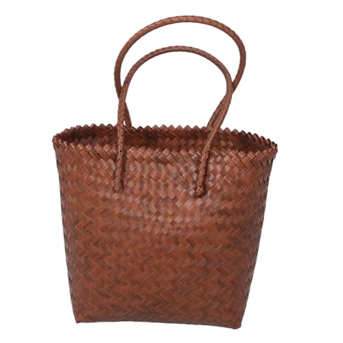 OUNONA Imitation Rattan Handwoven Schultertasche Damen Leicht Langlebig Mit Langem Gurt Für Einkaufen Strand Alltag Elegant Vielseitig von OUNONA