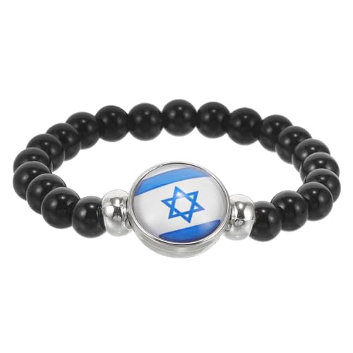 OUNONA Israel Flag Beaded Armband für Damen und Herren Patriotisches Schmuckstück aus Hochwertigen Perlen Modisches Accessoire Passend zu Vielseitigen Outfits und Langlebig Geschenkidee von OUNONA
