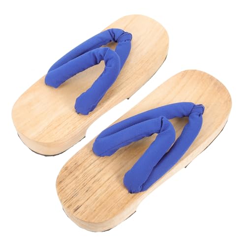 OUNONA Japanische Holzclogs Damen Hausschuhe mit Baumwollstoff Atmungsaktiv Angenehm rutschfest für Zuhause und Outdoor Robust Langlebig Passend für Fußgröße von OUNONA