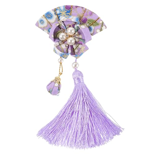OUNONA Japanischer Haarclip Mit Quasten Für Damen Traditionelle Fan Haarklammer Handgefertigte Haardekoration Im Kimono Für Cosplay Festivals Elegantes Haaraccessoire von OUNONA