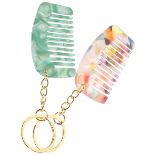 OUNONA Kamm Schlüsselanhänger 2 Stück Breiter Zahn Tragbarer Kleiner Kamm für Lockiges Haar für Männer mit Schlüsselring von OUNONA