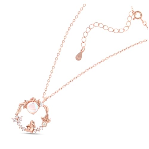 OUNONA Kaninchen Halskette Frauen Verstellbare Mond Anhänger Zierliche Hasen Schmuck für Verschiedene Anlässe von OUNONA