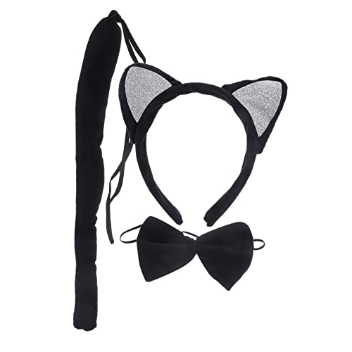 OUNONA Katzenohren Haarband mit und Schleife Leichtes Weiches Cosplay Zubehör für Tierkostüme Party Foto Requisiten für Karneval Fasching und Rollenspiele von OUNONA