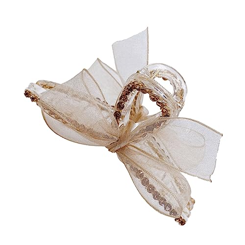 OUNONA Klassischer Haarklammer mit Schleifen Design Eleganter Netzstoff Haarklammer aus Legierung für Damen für Alltag und Besondere Anlässe Champagnerfarbe von OUNONA