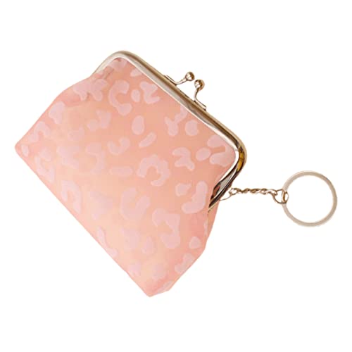 OUNONA Kleine Change Purse mit Schlüsselanhänger Transparenter Kartenhalter und Münzfach Rosa Leopardenmuster Praktisch als Geldbörse und Business Card Storage Bag für Damen und Herren von OUNONA