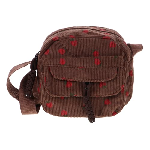 OUNONA Kleine Cord Tasche mit Erdbeermuster Modische Damen Umhängetasche Weiches Material Geräumig für Alltag Vielseitig als Schulter oder Crossbody Bag für Schule und Arbeit von OUNONA