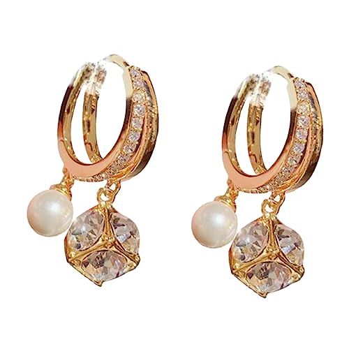 OUNONA Kleine Creolen Ohrringe mit Zirkonia und Perlen Goldfarbene Damen Ohrschmuck Langlebige Ohrstecker für Alltag Hochzeit Party und Festliche Anlässe OUNONA Kleine Creolen Ohrringe mit Zirkonia und Perlen Goldfarbene Damen Ohrschmuck Langlebige Ohrstecker für Alltag Hochzeit Party und Festliche Anlässe von OUNONA
