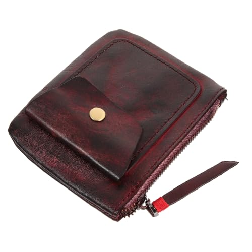 OUNONA Kleine Geldbörse Vintage Münzfach Kompakt Leicht Tragbar Retro Portemonnaie Kleingeldbörse für Damen und Herren Langlebig Färbechtes Echtes Material Praktischer Geldorganisierer von OUNONA