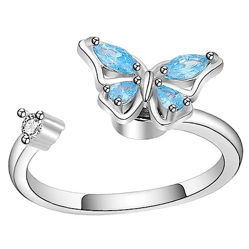 OUNONA Verstellbarer Schmetterlingsring Aus Glas Offener Damenring Vintage Design Für Frauen Und Mädchen Eleganter Schmuck Für Besondere Anlässe von OUNONA