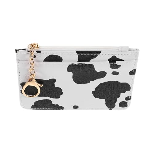 OUNONA Kleine Wallet für Damen mit Kuhmuster PU Kartenhalter und Münzfach Geldbörse mit Schlüsselanhänger Leichtes Kompaktes Design für Shopping Reisen und von OUNONA