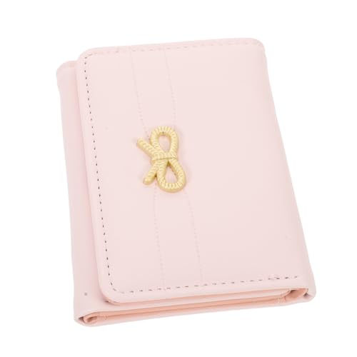 OUNONA Koreanische Damen Geldbörse Kurz mit Reißverschluss Mehrere Kartenfächer Großes Fassungsvermögen Stilvolle Mini Münzbörse für Alltag Schule und Beruf Rosa von OUNONA