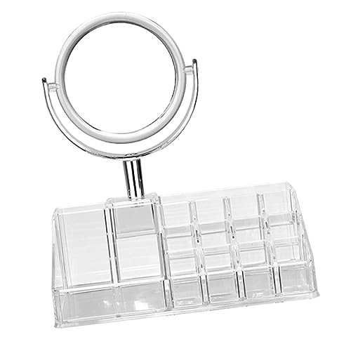 OUNONA Kosmetik Organizer mit Spiegel Transparente Aufbewahrungsbox für Lippenstifte und Make Up Design für Schlafzimmer und Schreibtisch Multifunktionale Kosmetikablage für Make Up von OUNONA