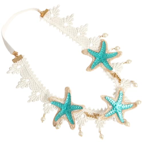 OUNONA Lace Stirnband mit Perlen und Seestern Meerjungfrau Haaraccessoire für Damen und Mädchen Geeignet für Hochzeit Party Strand Geburtstagsfeier Hautfreundlich und Langlebig von OUNONA