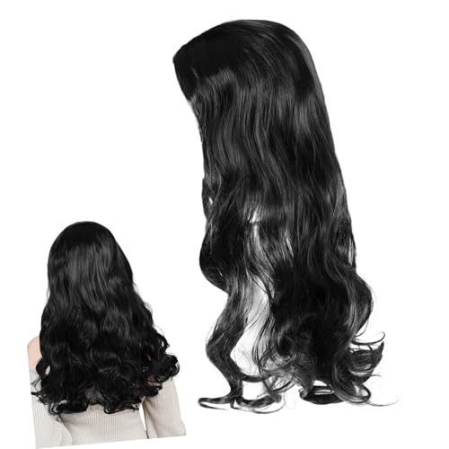 OUNONA Lange Gewellte Perücke Damen Mittelscheitel Natürlich Aussehendes Synthetisches Haar Hitzebeständig Leichte Atmungsaktive Langhaarperücke für Alltag Cosplay Party von OUNONA