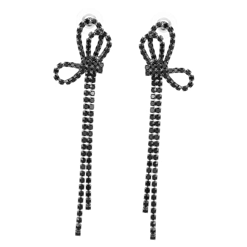 OUNONA Lange Quasten Ohrringe Damen Leichte Rhinestone Ohrhänger mit Schleifen Design Eleganter Schmuck für Partys Hochzeiten Dangle Ohrringe mit Feinem Glitzereffekt von OUNONA