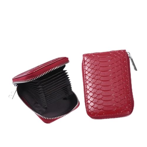 OUNONA Leder geldbörse mit Zipper Mehrfache Kartenfächer Schlankes Design Kompaktes Portemonnaie für Herren Fronttasche Langlebig Weinrot von OUNONA