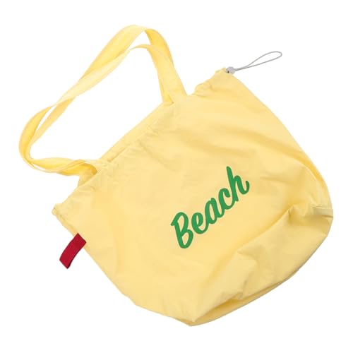 OUNONA Leichte Robuste Canvas Tasche mit Kordelzug Vielseitige Damen Schultertasche und Tragetasche Große Einkaufstasche für Alltag Uni Arbeit und Freizeit Wiederverwendbar und Einfach von OUNONA