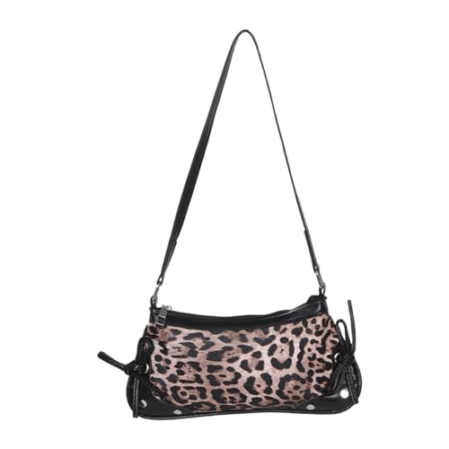 OUNONA Leopard Print Underarm Bag mit Schleifenakzent Kleine Damen Tasche aus Langlebigem PU Vielseitige Schulter und Handtasche für Arbeit Freizeit und Shopping von OUNONA