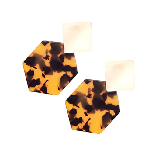 OUNONA Leopard print Hexagon Ohrstecker Damen Geometrische Ohrringe Modisches Accessoire Hautfreundlich Angenehm Vielseitig Kombinierbar Geschenkidee für Frauen und Mädchen von OUNONA