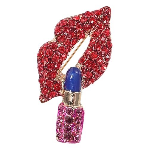 OUNONA Lippenstift Brosche für Frauen Strass Pin Schmuck für Anzug Pullover Schal Wunderschöne Broschennadel als Modisches Accessoire und Geschenkidee von OUNONA