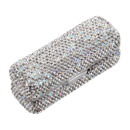 OUNONA Lipstick Travel Organizer mit Integriertem Spiegel Funkelnder Strass Metalldeckel Robuster Lippenstifthalter für Unterwegs Kompakte Kosmetikbox zur Stilvollen von OUNONA