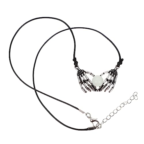 OUNONA Luminous Gothic Punk Skeleton Hand Anhänger Halskette Damen Halloween Schmuck Kreative Leuchtende Halskette für Party von OUNONA