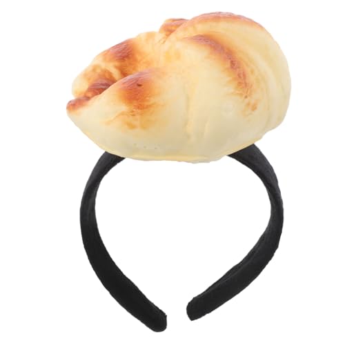 OUNONA Lustiger Cartoon-croissant-haarreif Brotdessert-stirnband Cartoon-brot-haarband Croissant-halloween-kopfschmuck Neuartiger Essen-haarreif Stirnband Mit Brotsimulation von OUNONA