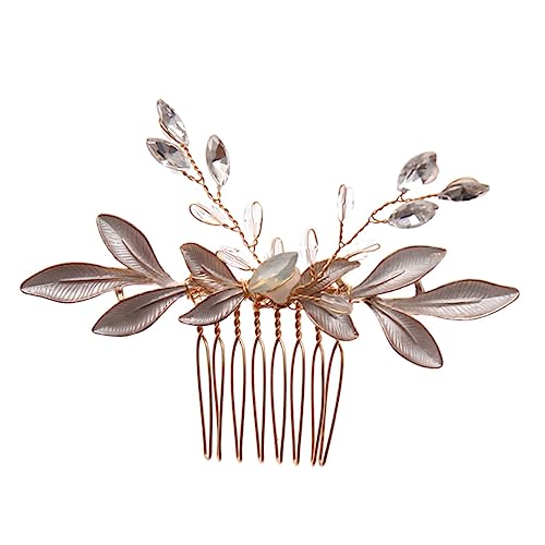 OUNONA Luxuriöser Brautschmuck Haarschmuck mit Kristallen und Blättern Seitlicher Kamm für Hochzeiten und Besondere Anlässe Haaraccessoire für Bräute und Brautjungfern von OUNONA