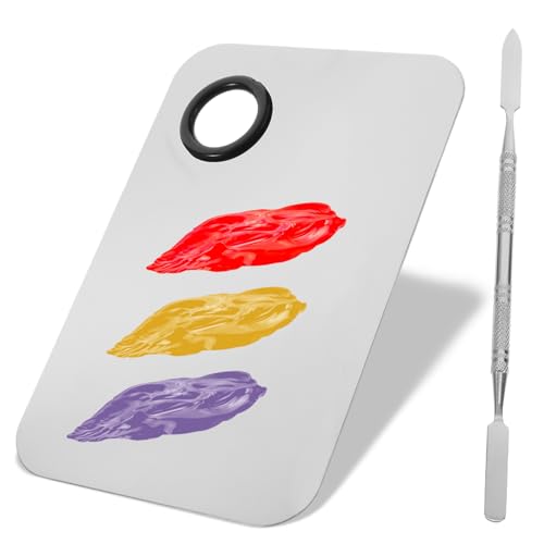 OUNONA Make Up Mischpalette aus Rostfreiem mit Spatel Palette zum Mischen von Foundation Lippenstift Lidschatten für Präzise Kosmetik Anwendung von OUNONA