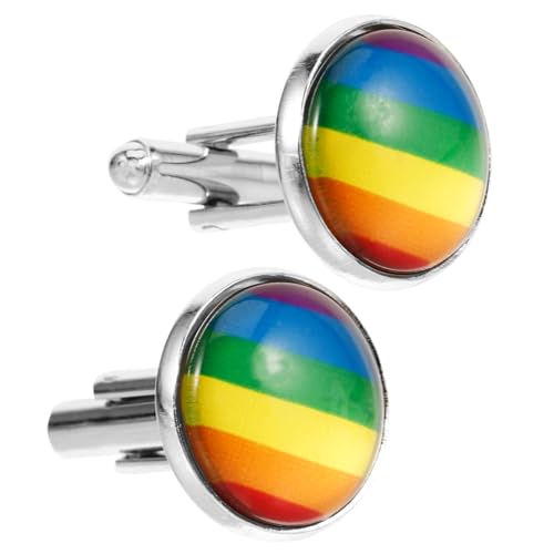 OUNONA Regenbogen-manschettenknöpfe Für Herren Manschettenknöpfe Einzigartige Hemd Manschettenknöpfe Anzug Für Männer von OUNONA
