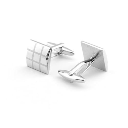 OUNONA Manschettenknöpfe Aus Kupfer Für Herren Silberfarben Mit Laserstreifen-dekoration Schlichte Und Modische Ärmelknöpfe Perfektes Accessoire Für Ihr Hemd von OUNONA