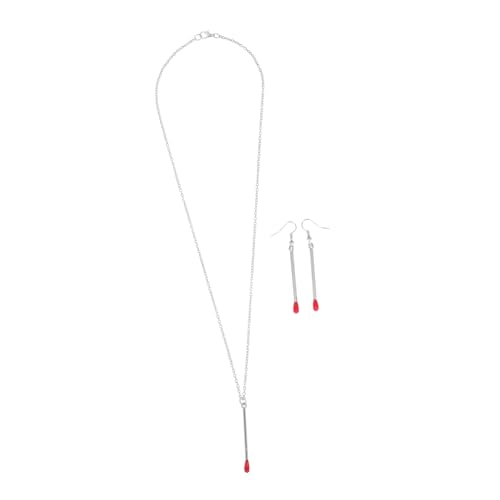 OUNONA Matchstick Schmuckset Damen Leichtes Kreatives Ohrhänger und Halsketten Set Alltagstauglich Modisch Einzigartiges Design Perfektes für Weihnachten Partys und Cosplay von OUNONA