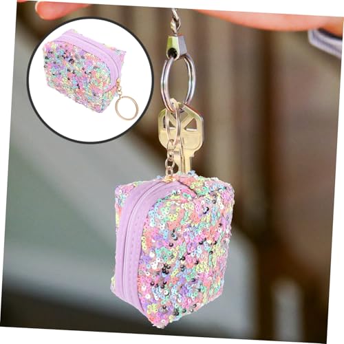 OUNONA Mini Geldbörse mit Schlüsselanhänger Kleine Münzbörse Damen mit Schimmernden Pailletten Kompakt und Tragbar Robustes Material Schützt Münzen und Schlüssel Modisches Accessoire für von OUNONA