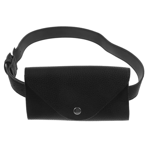 OUNONA Mini Gürteltasche für Damen Schwarzes PU Material Umschlagförmige Handytasche Vielseitig Tragbar Bauchtasche oder Handtasche für Schlüssel Ausweise Persönliche von OUNONA