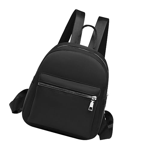 OUNONA Mini Rucksack Damen aus Strapazierfähigem Oxford Verstellbarer Schultergurt Modischer Leichter Freizeitrucksack Kompakt für Alltag Reisen und Schule Schwarz von OUNONA