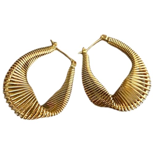 OUNONA Minimalistische Unregelmäßige Ohrringe Damen Federleichte Creolen mit Einzigartigem Spiraldesign Trendige Vergoldete Ohrhänger für Frauen Vielseitiger Schmuck für Alltag und Party von OUNONA
