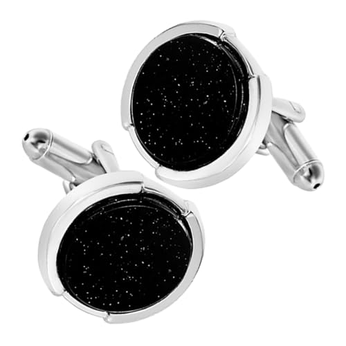 OUNONA Moderne Manschettenknöpfe für Herren Rund Schwarz Elegantes Design aus Langlebiger Legierung Passend für Französische Hemden mit Manschettenloch für Besondere Anlässe und Business von OUNONA