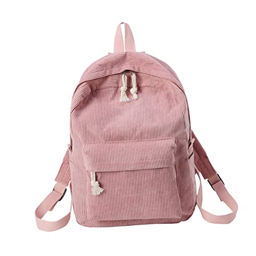 OUNONA Modischer Corduroy Rucksack Für Damen Und Mädchen Universeller Studentenrucksack Mit Großem Stauraum Und Diebstahlschutz Für Schule Reisen Und Freizeit Rosa von OUNONA