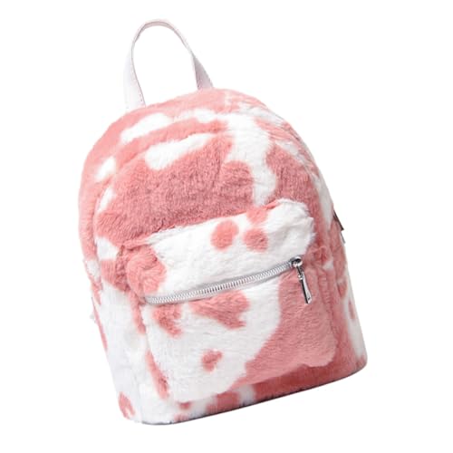 OUNONA Mini-rucksack Für Frauen Aus Plüsch Lässiger Schulter-rucksack Für Schule Und Alltag Mit Reißverschluss Für Sichere Aufbewahrung Kleiner Gegenstände von OUNONA
