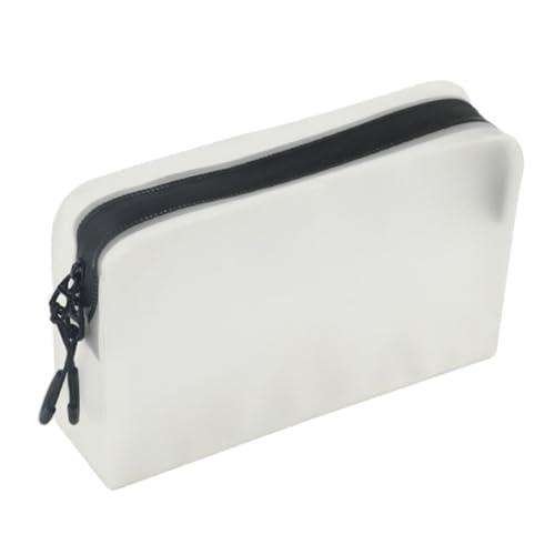 OUNONA Multi Funktionale Kosmetiktasche Tragbare Toiletten und Make Up Aufbewahrungstasche für Damen Durchsichtig Doppelter Reißverschluss für Reisen und Große Kapazität Weiß von OUNONA