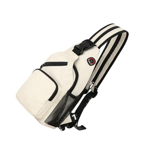 OUNONA Multifunktionale Canvas Umhängetasche Damen Herren Stilvoller Crossbody Rucksack Langlebige Freizeit Schultertasche mit Ausreichend Stauraum für Alltag und Reisen Weiß von OUNONA