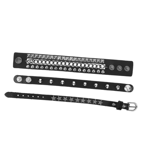 OUNONA Multilagiges Punk Armband Kunstleder Nietenbesetztes Wickel Cuff für Männer und Frauen Verstellbares Gothic Wristband Stylisches Rocker Accessoire für Alltag und Party von OUNONA