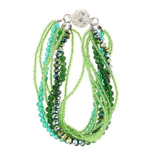 OUNONA Boho Perlenarmband für Damen Mehrschichtiges Handgefertigtes Armband mit Kristallen und Strass Vielseitig Einsetzbar für Partys und Hochzeiten von OUNONA