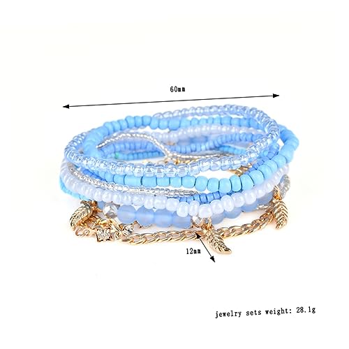 OUNONA Schwarz Perlenarmband Für Damen Elastisches Mehrlagiges Armband Mit Blattanhänger Verschleißfestes Und Leichtgewichtiges Modeschmuck-accessoire von OUNONA